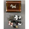Image 1 : Vintage 4.75" x 4" x 2" Scotty Dog Hinged Jewelry Box w/ Scotty Dog Brooch Collection