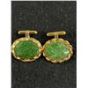 Image 2 : Quality Gold Plate Jade Cuff Link Set