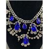 Image 2 : Extravagant Vintage Saphire Blue Rhinestone Collar Necklace. Approx. 15"L