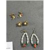 Image 3 : Genuine Coral, Jade, Pearl Earring Lot