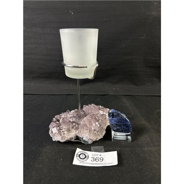 Amethyst Cluster Candle Holder Brazil (Retails $300) & Sodalite Specimen (Retails $180)