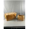 Image 1 : 2 Vintage Baskets - 10" x 11" x 20" Picnic (Needs Repair) & 7" x 7.5" x 9.5" Fruit