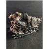 Image 2 : Decorative 10" H Elephants w/ Entwining Trunks On 9.75" x 7.75" Wood Base & Ceramic Stage Coach Ther