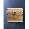 Image 8 : Lot Of Decorative Boxes w/ Lids - 3 Wood & 2 Cloth Hexagon Boxes. Largest 7.75" H (Chest) & Smallest