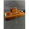 Image 2 : Vintage Wooden Valet Box Approx. 12" x 5.5" x 2.25" & Decorative Mirror Box Lined w/ Soft Black Clot