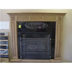 Lennox ELDV45 Fireplace w/ Granite Etched Surround & Hearth, Oak Mantel