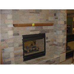 5 ft Cherry Mantel w/ 71sg ft Ohio Rubble/Hudson Bay Stone