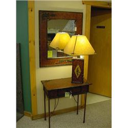 Mirror, Table and Lamp
