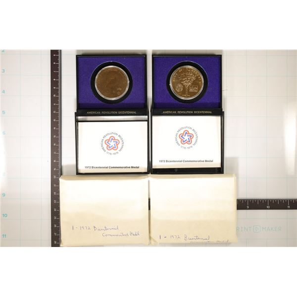 2-1972 US BICENTENNIAL MEDALS WITH PAPER AND