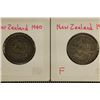 Image 1 : 1940 & 1945 NEW ZEALAND SILVER 1 SHILLING COINS