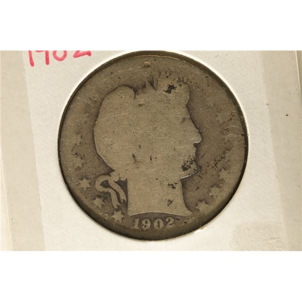 1902 SILVER BARBER HALF DOLLAR