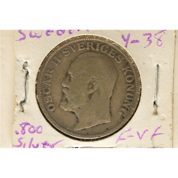 1906 SWEDEN SILVER 1 KRONOR .1929 OZ. ASW