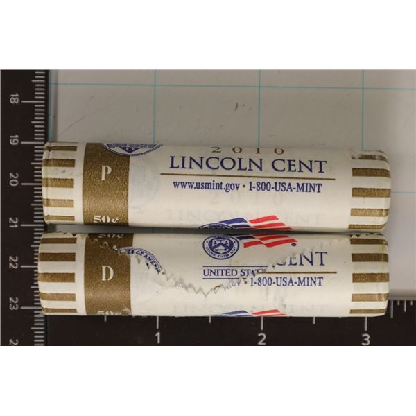 2010-P&D SOLID DATE 50 CENTS ROLLS OF BU LINCOLN