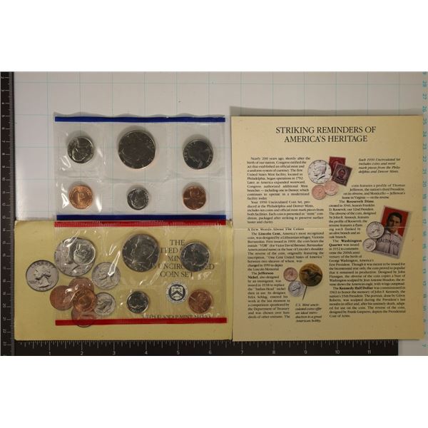 1990 US MINT SET (UNC) P/D (WITH ENVELOPE) AND