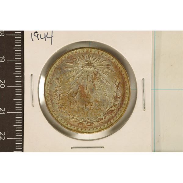 1944-M MEXICO CAP & RAYS SILVER PESO .3856 OZ. ASW