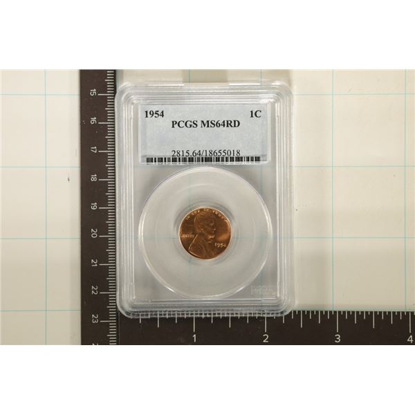1954 LINCOLN WHEAT CENT PCGS MS64RD
