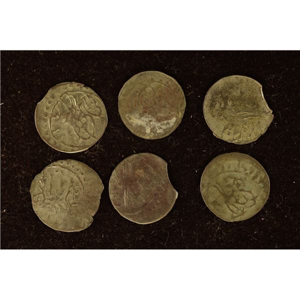 6 SILVER DIME SIZED OTTOMAN EMPIRE PARA COINS:
