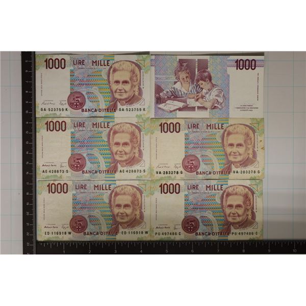 6-1990 ITALY-1000 LIRE BILLS: 2 ARE CRISP UNC
