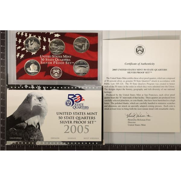 2005 SILVER US 50 STATE QUARTERS PROOF SET WITH