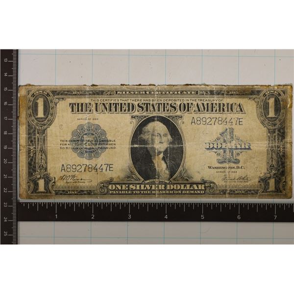 1923 US LARGE SIZE $1 SILVER CERTIFITCATE BLUE