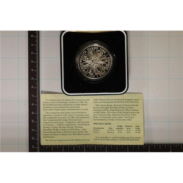1986 XIII GUERNSEY COMMEMONWEALTH SILVER 2 POUND