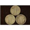 Image 1 : 3 NO DATE SILVER STANDING LIBERTY QUARTERS
