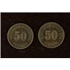 Image 1 : 2-1875 GERMAN SILVER 50 PFENNING COINS .1608
