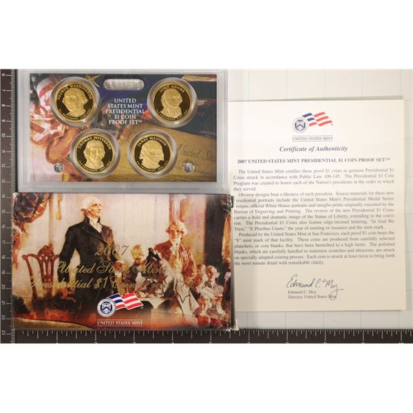 2007 US PRESIDENTIAL DOLLAR 4 COIN PF SET WITH BOX