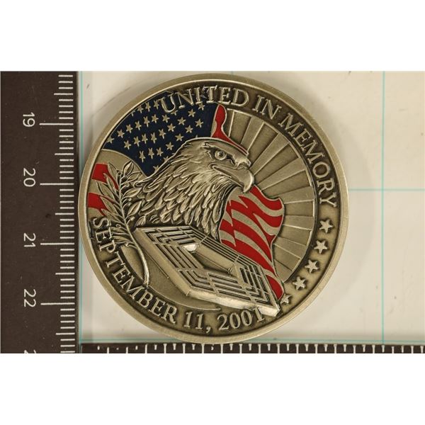 1.46 OZ. SEPTEMBER 11TH, 2001 METAL ROUND. ANTIQUE