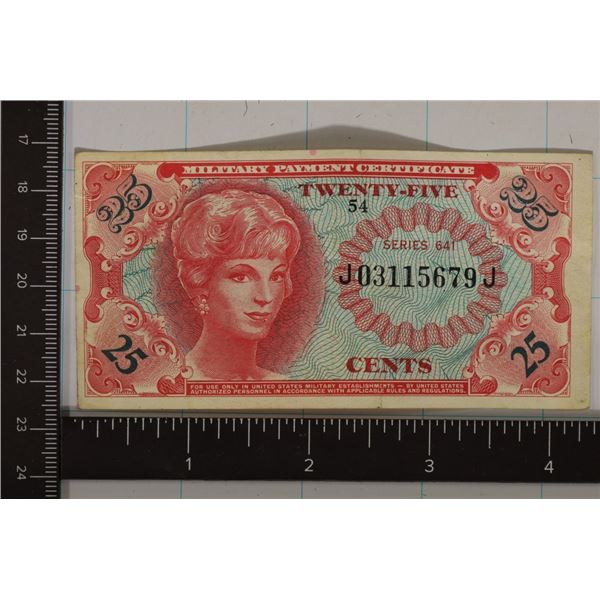 SERIES 641 US 25 CENT MILITARY PAYMENT CERTIFICATE