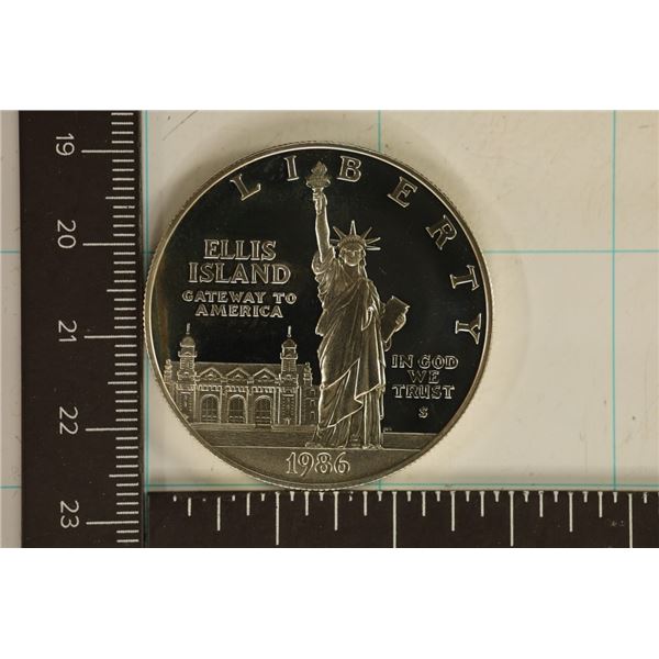 1986-S US PROOF SILVER "LIBERTY" DOLLAR IN HARD