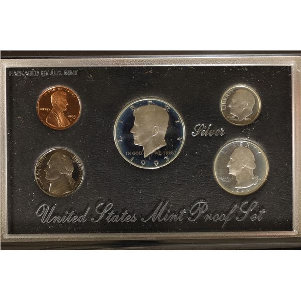 1993 US SILVER PREMIER PROOF SET (WITH BOX) AND