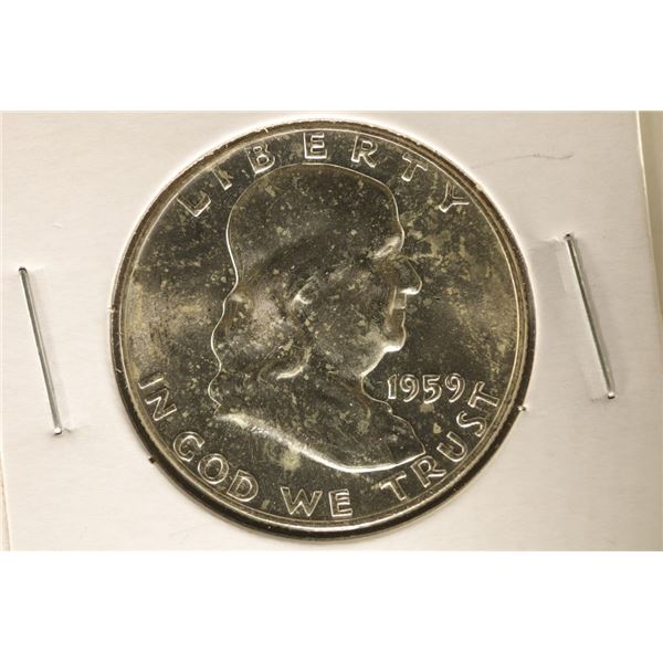 1959 SILVER FRANKLIN HALF DOLLAR. BRILLIANT UNC