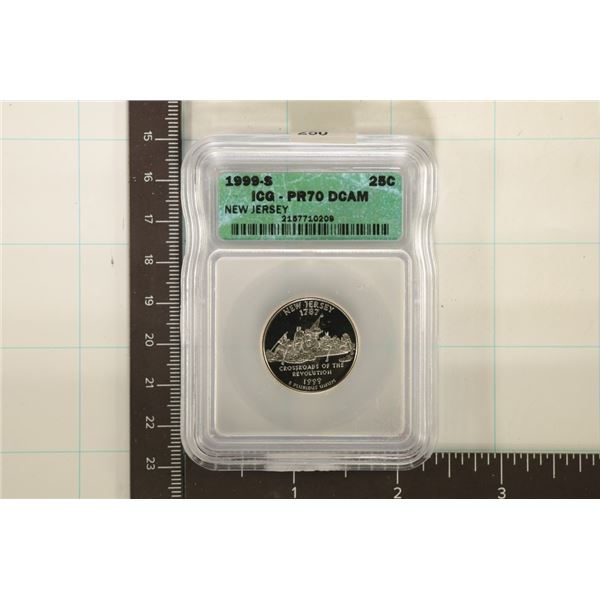 1999-S NEW JERSEY QUARTER ICG PR70 DCAM