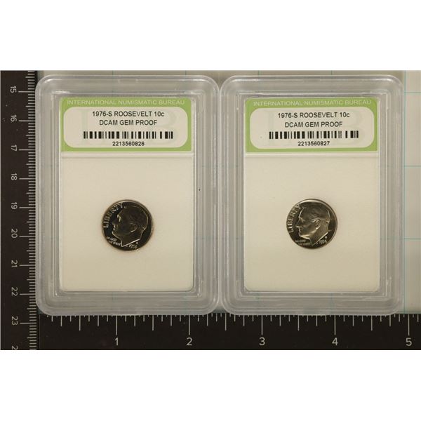 4 ROOSEVELT DIMES: 2-1976-S DCAM GEM UNC'S, 1981-D