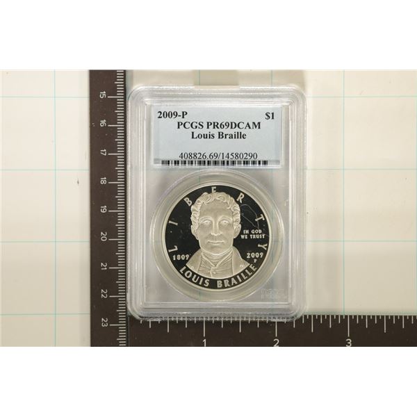 2009-P LOUIS BRAILLE US SILVER DOLLAR PCGS PR69