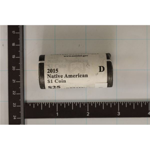 2015-D SOLID DATE $25 ROLL OF BU NATIVE AMERICAN