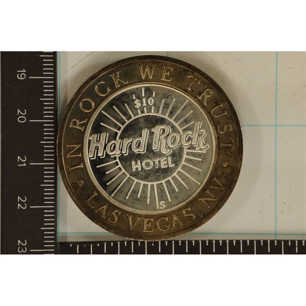 CASINO $10 SILVER TOKEN (UNC) HARD ROCK HOTEL