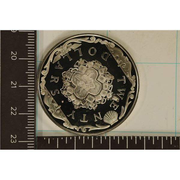 1985 BRITISH VIRGIN ISLANDS $20 SILVER PF .5677