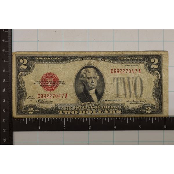 1928-D US $2 RED SEAL BILL