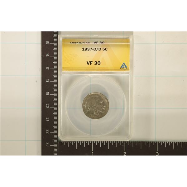 1937-D/D BUFFALO NICKEL ANACS VERY FINE 30