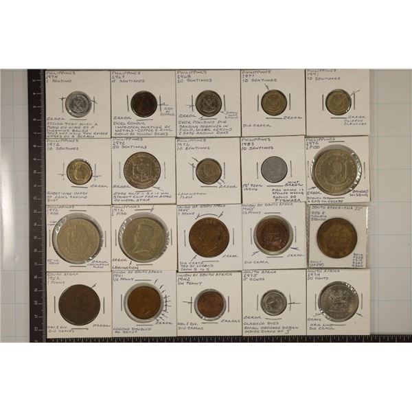 20 FOREIGN ERROR COINS: 12 PHILIPPINES AND 8