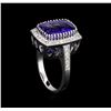Image 4 : 14KT White Gold 5.95 ctw Tanzanite and Diamond Ring
