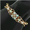 Image 2 : Vintage Retro 14K Yellow Gold Diamond Opal Open Butterfly Flower Bangle Bracelet