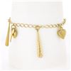 Image 1 : NEW Milor Italian 14K Yellow Gold Open Curb Link Bracelet w/ Puffed Dangle Charm