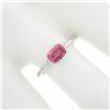 Image 3 : 18k White Gold 0.81 ctw GIA Cushion Padparadscha Sapphire Bezel Solitaire Ring