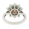 Image 3 : Platinum & 18k Gold GIA Fancy Pinkish Brown Diamond Flower Halo Engagement Ring