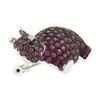Image 5 : Estate 18k Gold Vivid Red Ruby & Diamond Hippo Hippopotamus Brooch Pin Pendan