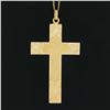 Image 3 : Vintage 18k Yellow Gold Large Hand Engraved Matte Cross Pendant w/ 18.5" Chain