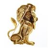 Image 3 : Large Vintage 18K Gold Multicolor Enamel Detailed Textured Lion Brooch Pin